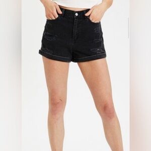 American Eagle shorts High waisted mom shorts stretch Black Distressed Denim